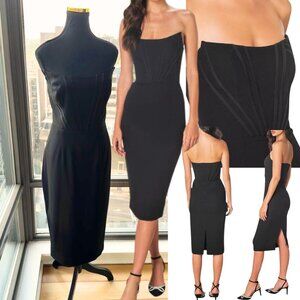 🆕 DRESS THE POPULATION 🧿 NWT Cosette Corset Strapless Bodycon Dress, Black SzL